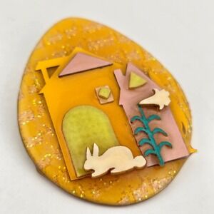 Easter House Pins by Lucinda Egg Shape Bunny‎ Rabbit Pink
